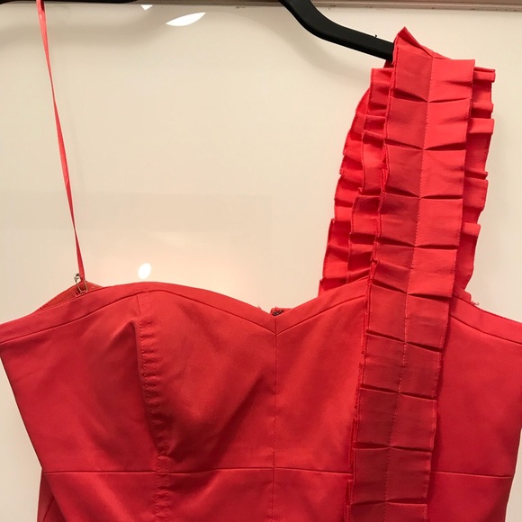 Jessica Simpson Coral One Shoulder Ruffle Dress - Picture 2 of 8